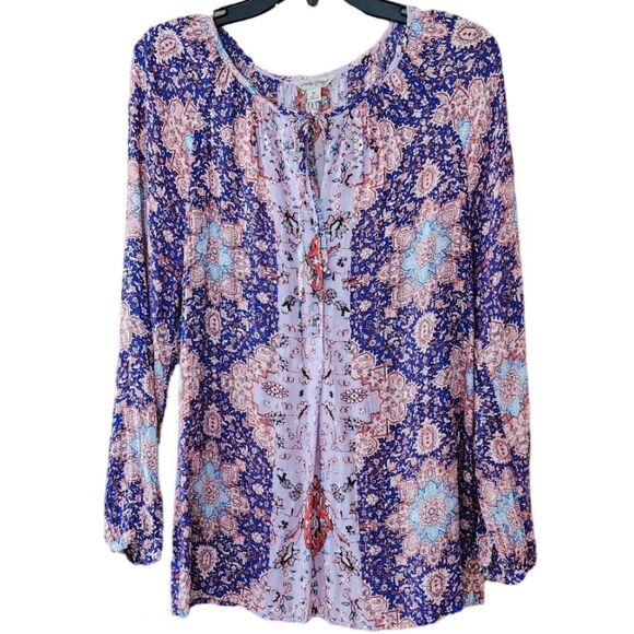 Lucky Brand Multicolor Geometric‎ Blouse Women's Medium - Picture 1 of 5